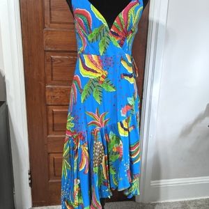 NWT Farm Rio XS Blue Banana Wrap Dress